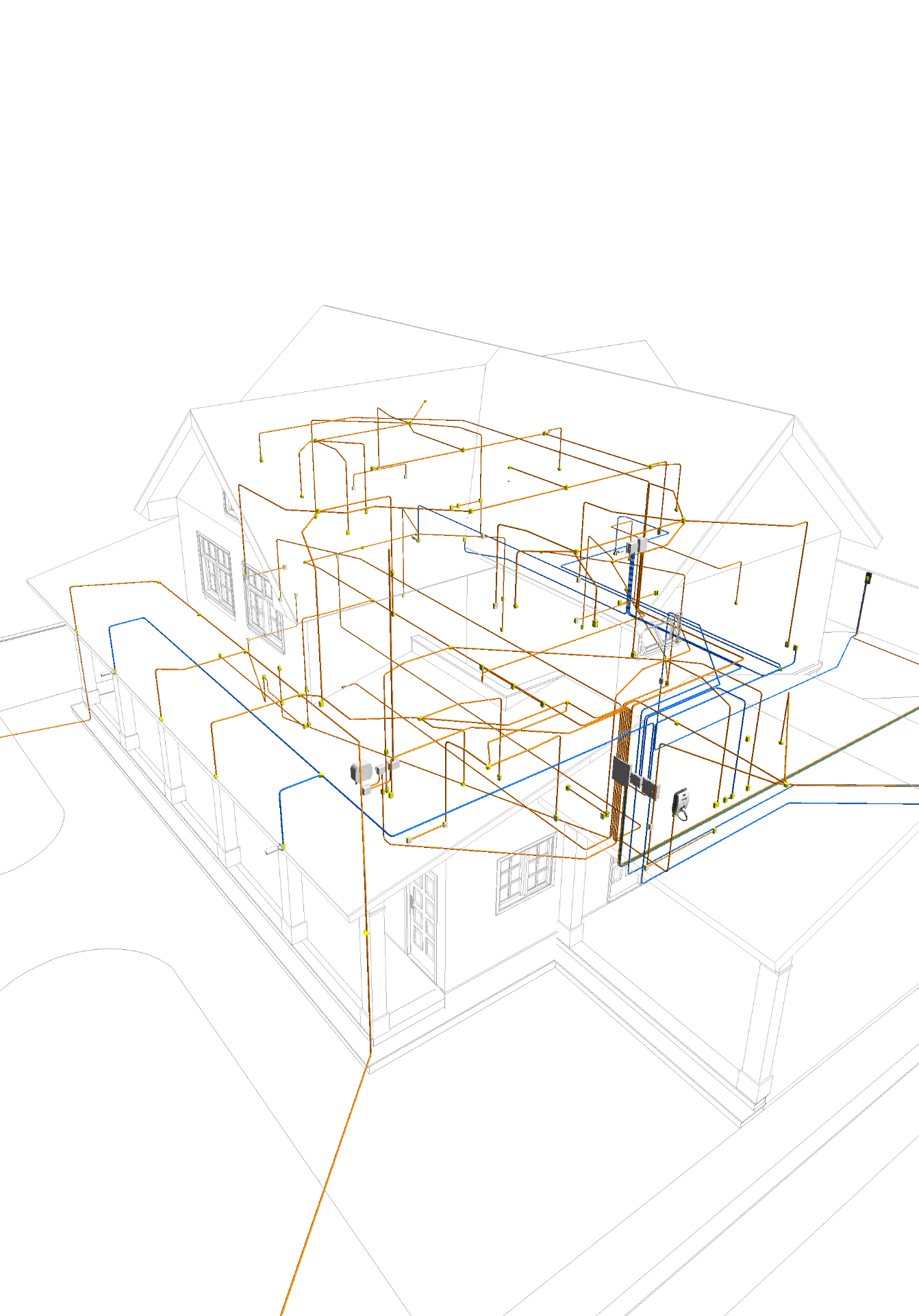 Render BIM de projeto elétrico residencial em Revit